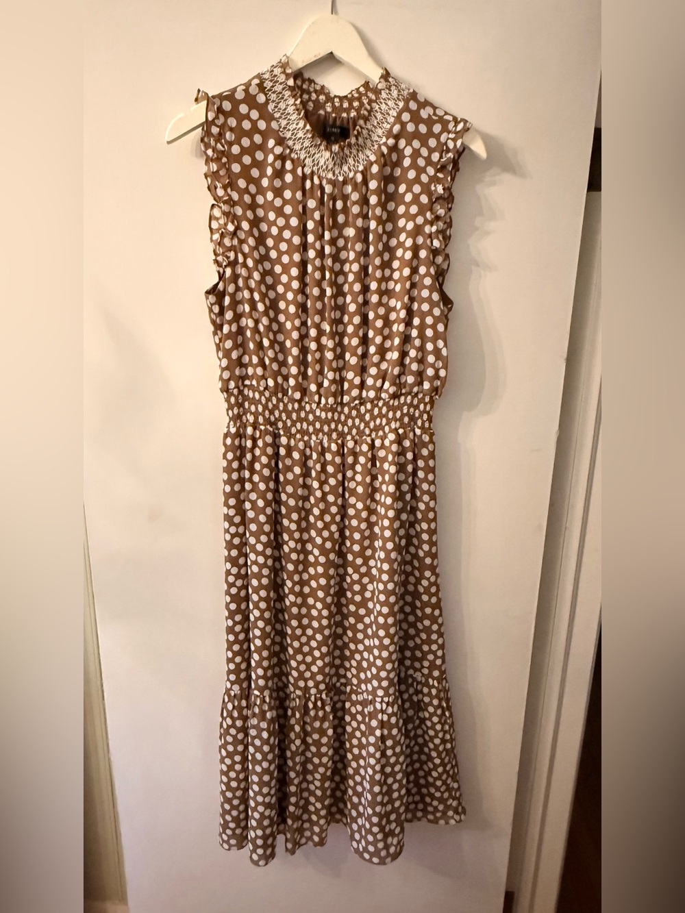 J. Crew Brown and White Polka Dot Maxi Dress -medium